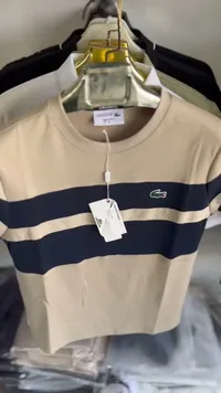تيشيرت رجالي مخطط بياقة دائرية - لاكوست (Lacoste)