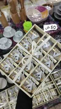 طقم فناجين قهوة بتصميم زهور - 6 فناجين