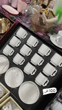 طقم فناجين قهوة سيراميك أبيض - 12 قطعة