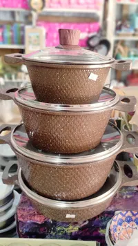 طقم طناجر جرانيت بني - 4 قطع