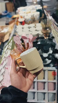 طقم أكواب قهوة سيراميك ملونة