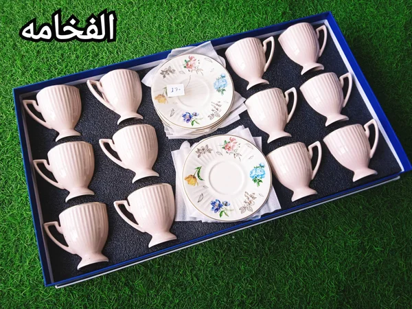طقم فناجين قهوة وشاي - الفخامة - أدوات منزلية - سوق غزة