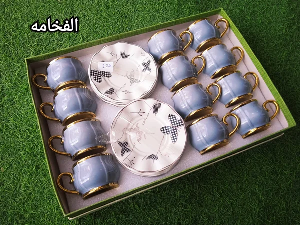 طقم فناجين قهوة وشاي سيراميك - الفخامة - أدوات منزلية - سوق غزة