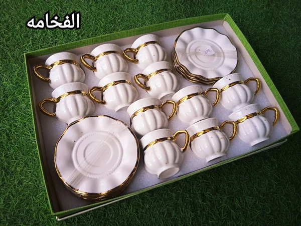 طقم فناجين قهوة سيراميك فاخر - الفخامة - أدوات منزلية - سوق غزة