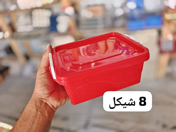 حافظة طعام بلاستيكية مستطيلة - لون أحمر - أدوات منزلية - سوق غزة