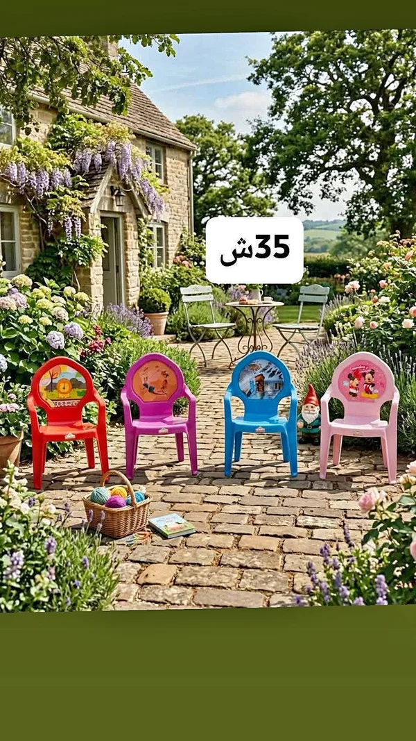 كرسي أطفال بلاستيكي بتصميم شخصيات كرتونية - أدوات منزلية - سوق غزة