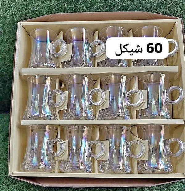 طقم أكواب شاي زجاجية (Rainbow Glassware) - أدوات منزلية - سوق غزة