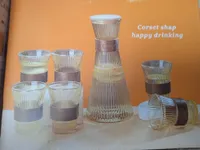 طقم أباريق وأكواب زجاجية بتصميم مضلع
