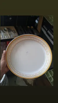 صحن تقديم سيراميك مزخرف بإطار ذهبي - سوق غزة