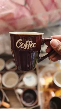 كوب قهوة سيراميك بني
