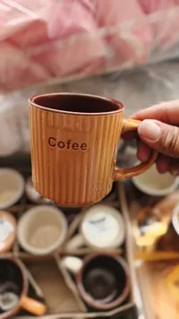 كوب قهوة سيراميك مضلع
