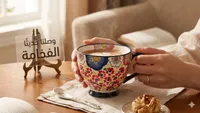 مج سيراميك مزخرف بنقوش زهرية