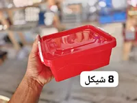 حافظة طعام بلاستيكية مستطيلة - لون أحمر - سوق غزة