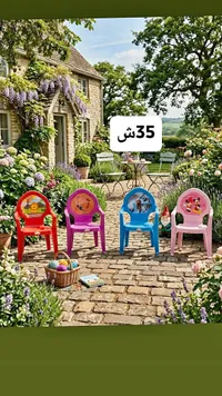 كرسي أطفال بلاستيكي بتصميم شخصيات كرتونية - سوق غزة
