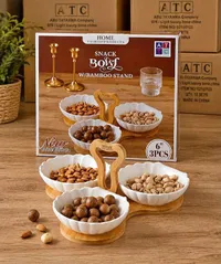 سناك بول مع ستاند خشب - هوم فاشون برودكتس (HOME FASHIONPRODUCTS)