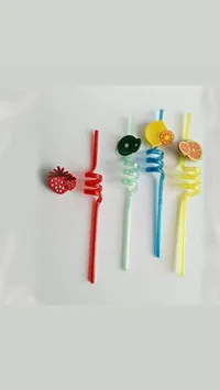 مجموعة شفاطات شرب حلزونية بتصاميم فواكه