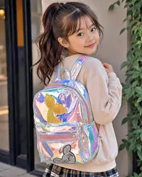 حقيبة ظهر مدرسية لامعة بتصميم ذيل حورية البحر والأرنب (Kids Backpack)