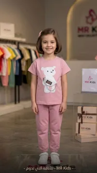 طقم بناتي بتصميم دب - MR Kids