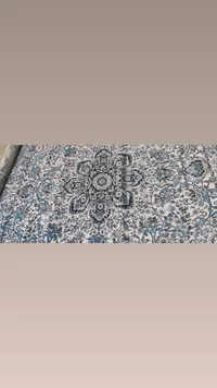 قماش مفروشات بنقوش إسلامية زرقاء وبيضاء