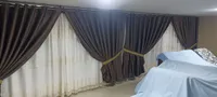 ستائر عصرية مزدوجة - بني وأبيض