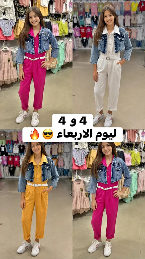 جمبسوت أطفال مع جاكيت جينز - ملابس أطفال - سوق غزة
