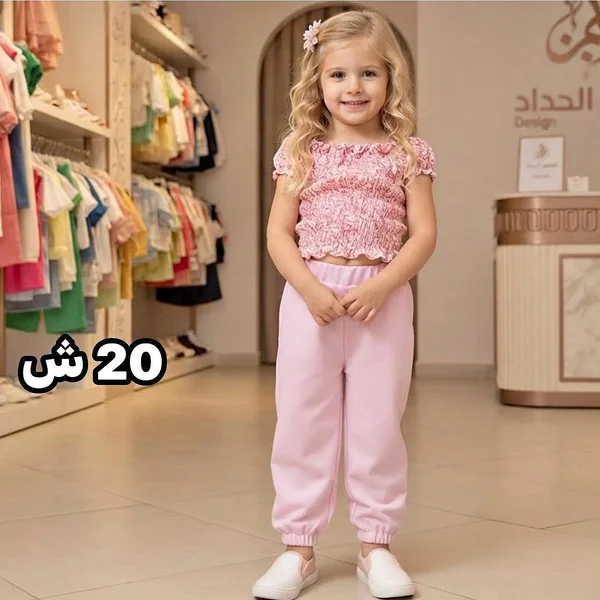 طقم ملابس أطفال بناتي - ملابس أطفال - سوق غزة