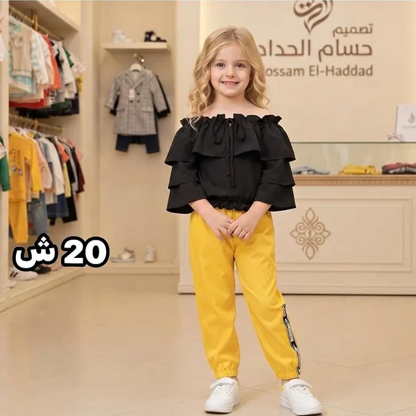 طقم بناتي - حسام الحداد - ملابس أطفال - سوق غزة