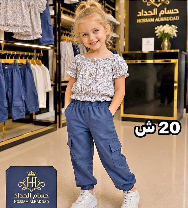 طقم ملابس أطفال بناتي - حسام الحداد (Hossam Alhaddad) - ملابس أطفال - سوق غزة