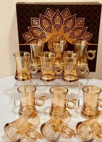 طقم كاسات شاي زجاجية فاخرة