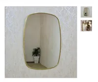 مرآة حائط بيضاوية بإطار ذهبي