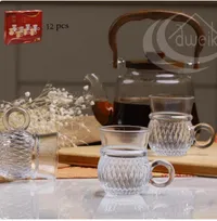 طقم كاسات شاي زجاجية بنقشة معتقة - دويك (Dweik)