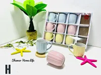 طقم أكواب سيراميك ملونة - شمر هوم لايف (Shamar Home Life)
