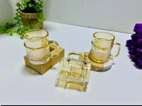 طقم أكواب قهوة زجاجية بتصميم عصري