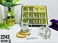 طقم أكواب زجاجية بنقشة سيلفر - شاور هوم لايف (Shawar Home Life)
