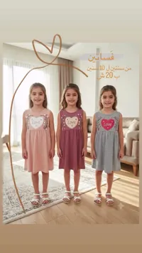 فساتين أطفال صيفية بتصميم القلب - سوق غزة