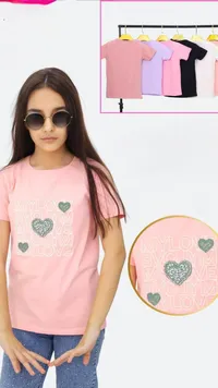 تيشيرت بناتي بطبعة قلوب ماي لوف