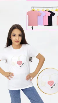 تيشيرت بناتي بتصميم القلب - يور ستايل