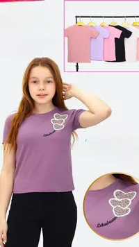 تيشيرت بناتي بياقة دائرية - ليتادريم (Letadream)