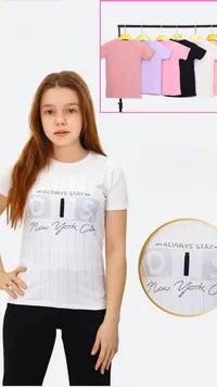 تيشيرت بناتي بطبعة أولويز ستاي نيويورك سيتي