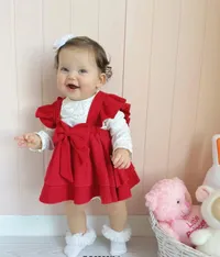 طقم فستان أطفال أحمر بفيونكة (Little Princess)