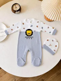 طقم رومبر وقبعة بتصميم حيوانات
