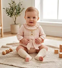 بدلة أطفال وردية مزينة بفيونكة (Baby Girl Romper)