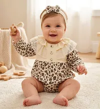 بودي سوت بطبعة جلد الفهد مع ياقة دانتيل (Little Princess)