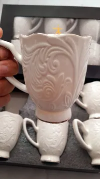 طقم أكواب قهوة سيراميك مزخرف