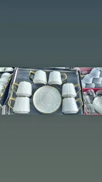 طقم فناجين قهوة سيراميك بنقوش عربية