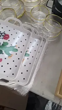 طقم صواني تقديم بنقشة الصبار