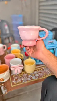كوب سيراميك وردي