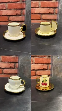 فنجان قهوة تركي مع صحن - كرز (Turkish Coffee Cup)