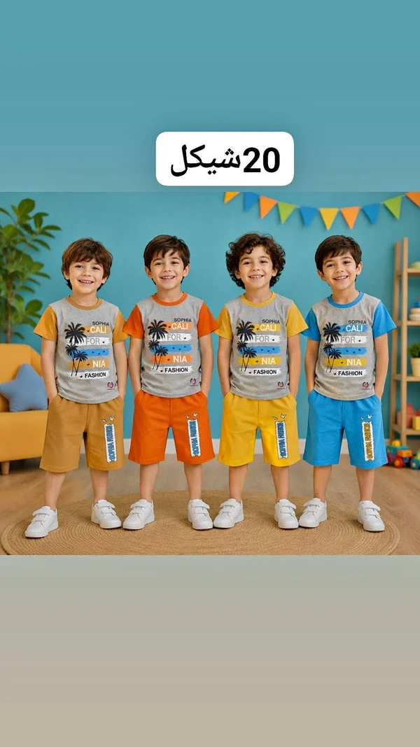 طقم ملابس صيفي للأطفال - صوفيا فاشن (Sophia Fashion) - ملابس أطفال - سوق غزة