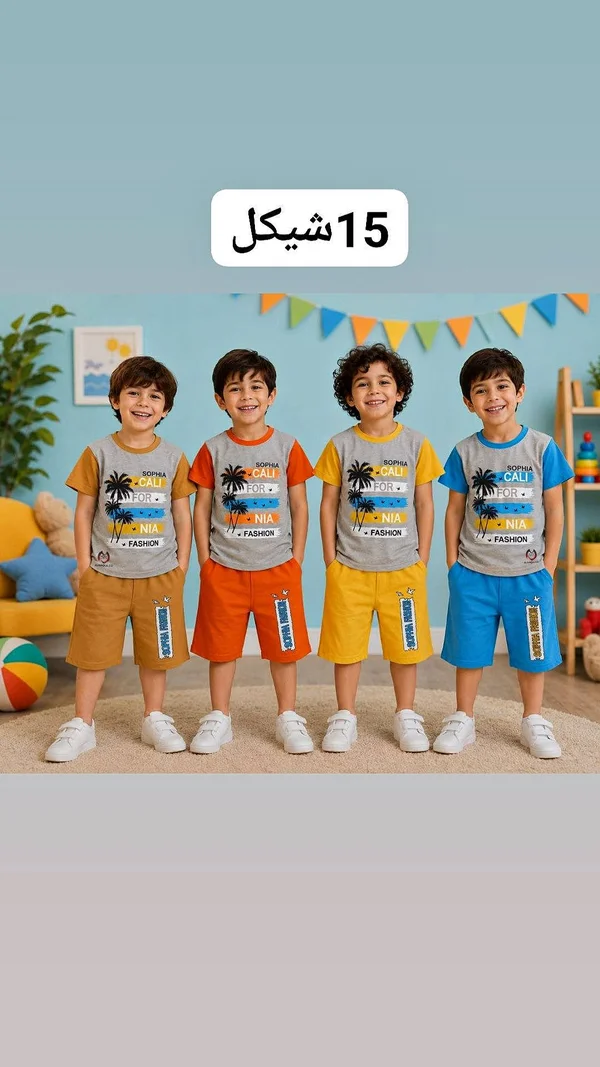 طقم ملابس صيفي للأطفال - صوفيا فاشن (Sophia Fashion) - ملابس أطفال - سوق غزة